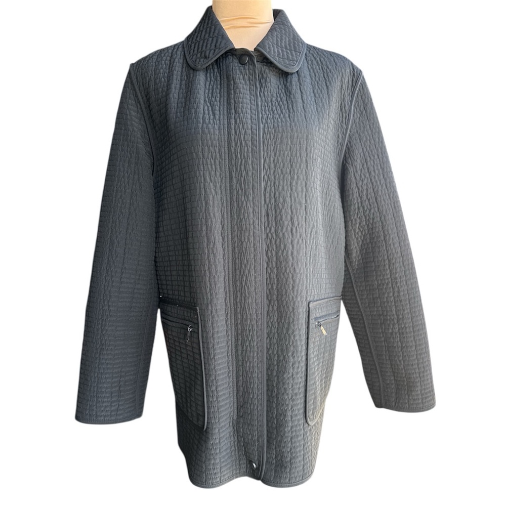 Hilary Radley Black Quilted Zip-Front Lightweight Coat Women's Size Medium